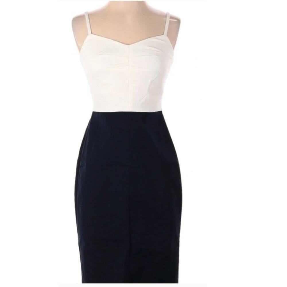 $129 Banana Republic Womens Navy Blue White Bi-Stretch Sheath Camisole Dress- 0